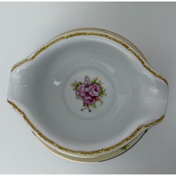 Vintage Maruichi MRU2 Pink Floral Gravy Boat w Attached Underplate, Post WII - Picture 5 of 11